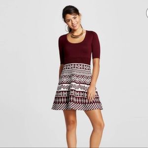 Xhilaration 3/4 sleeve aztec sweater dress boho